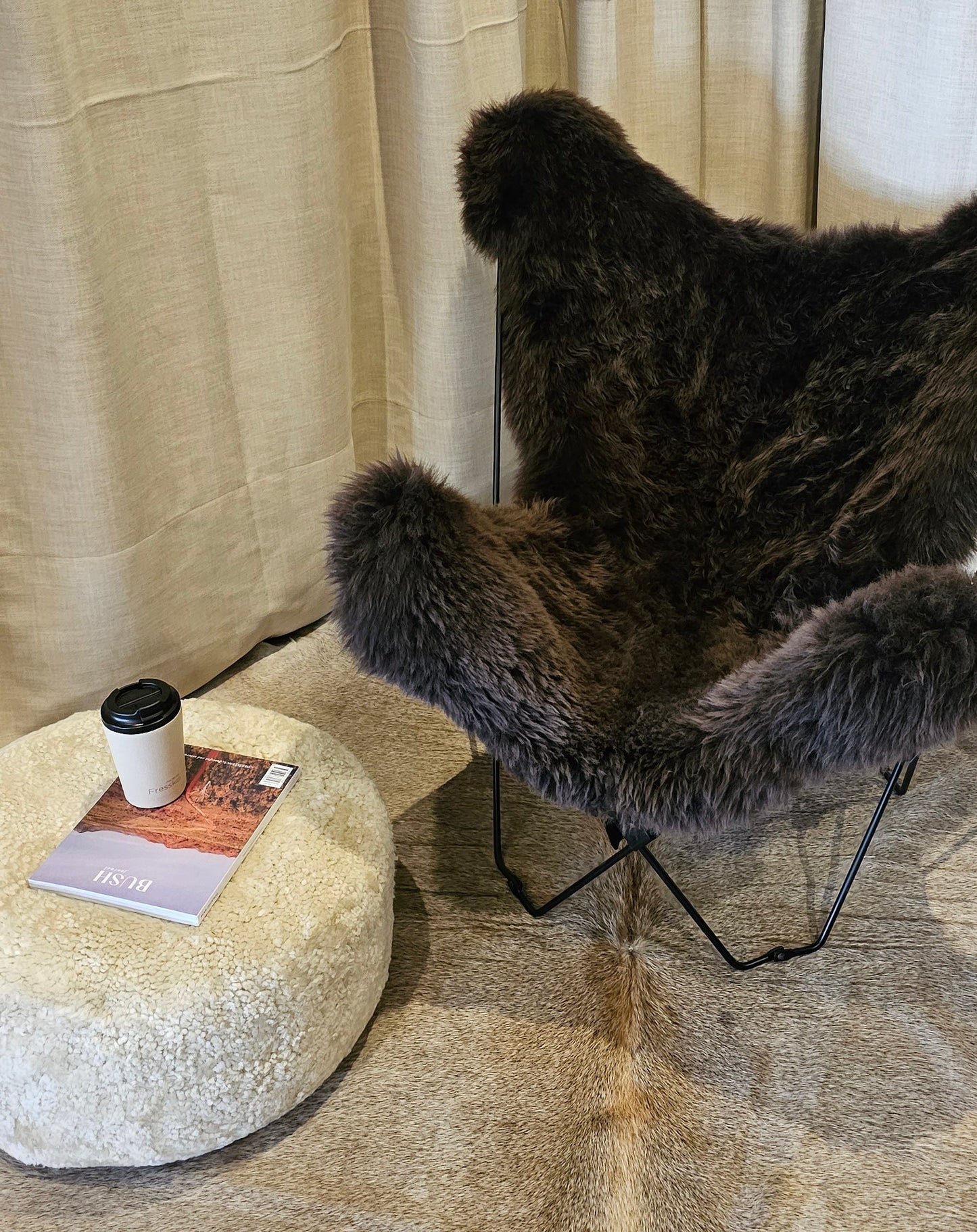 Shearling Ottoman / Eggshell