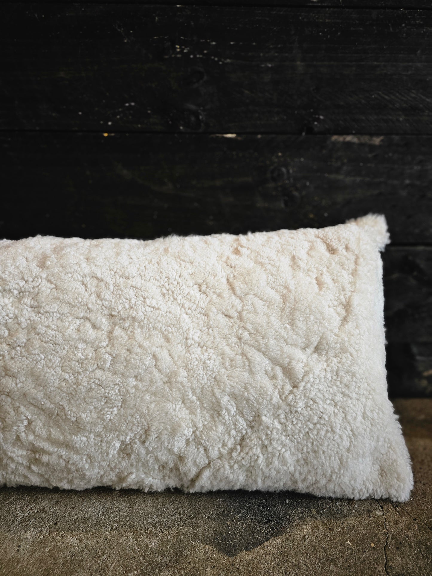 Shearling Cushion / Large Flat Bolster / Fawn