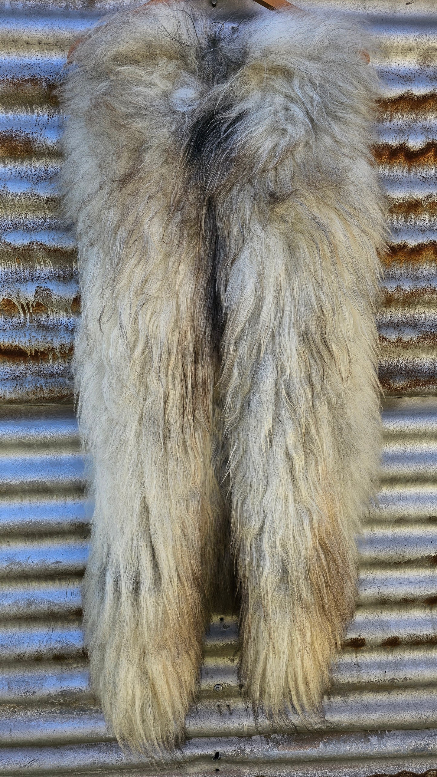 Icelandic Long Wool Sheepskin Rug / Natural Grey