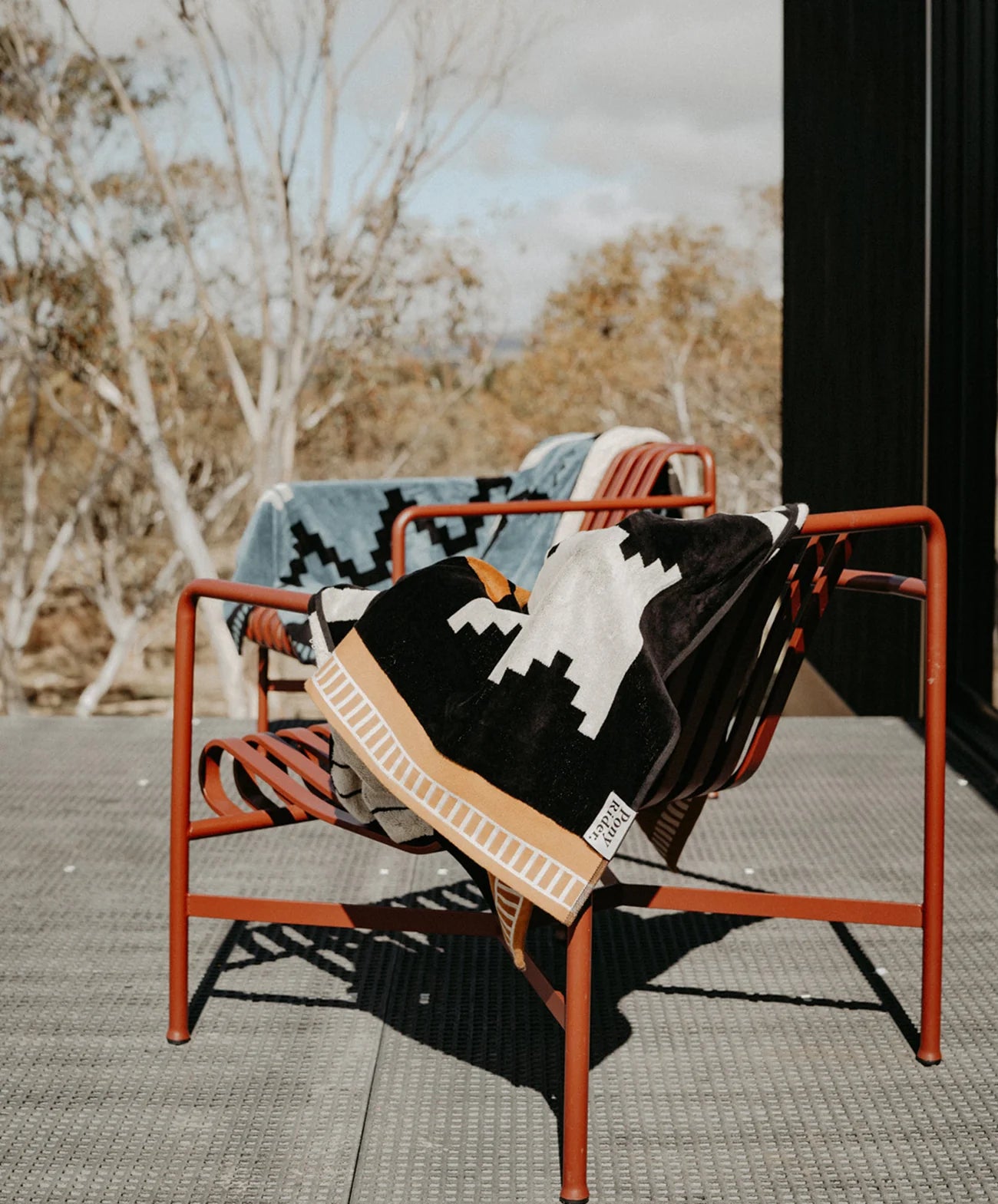 Up River Large Beach Towel / Natural / Pony Rider