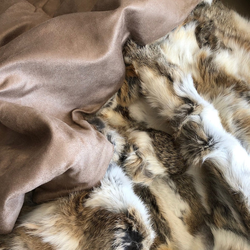 Rabbit Fur Throw / Brown & White
