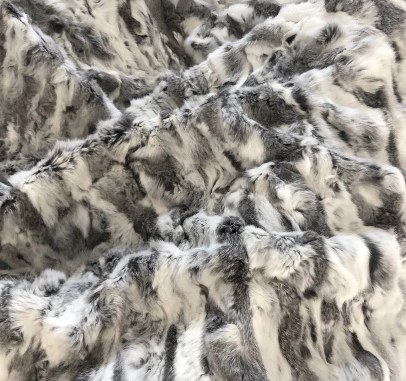 Rabbit Fur Throw / White & Grey