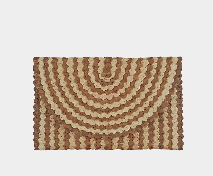 Raffia Clutch / Beige + Cream
