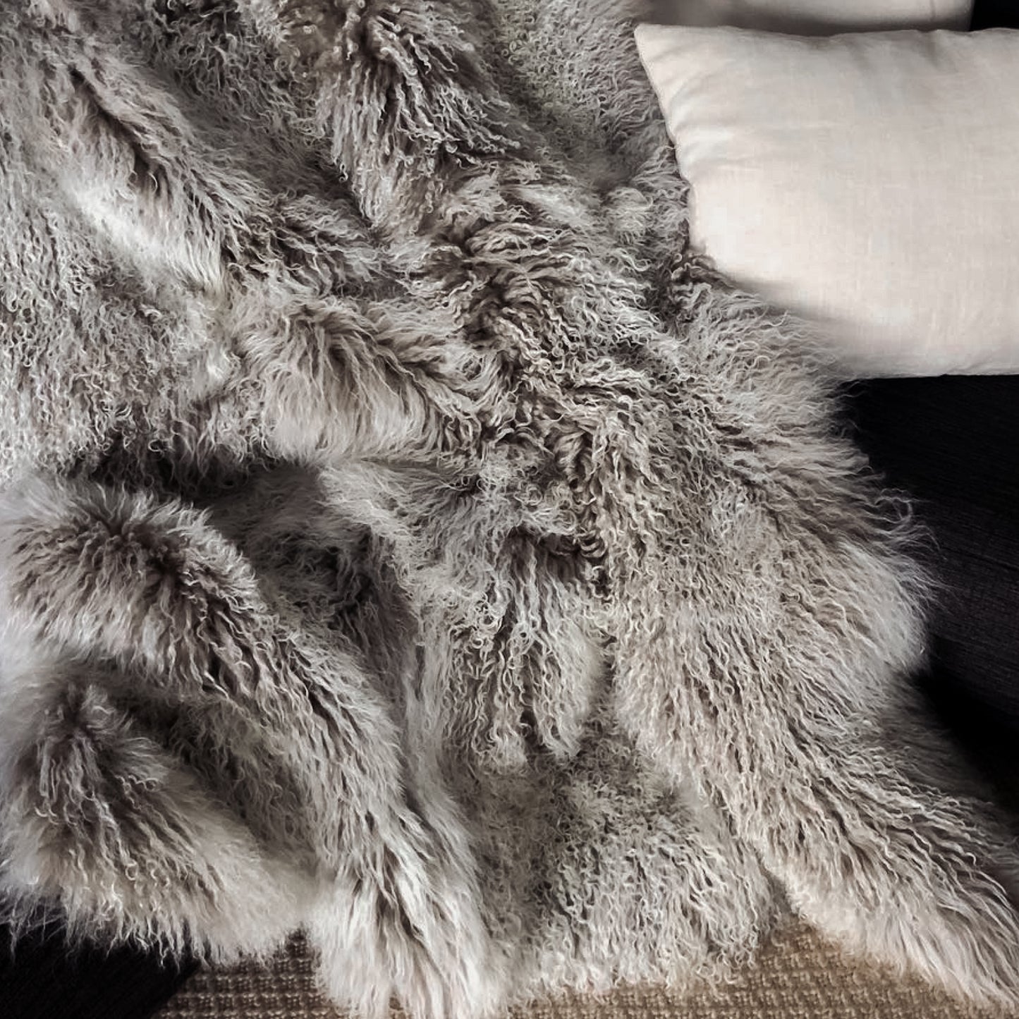 Mongolian Sheepskin Throw Blanket