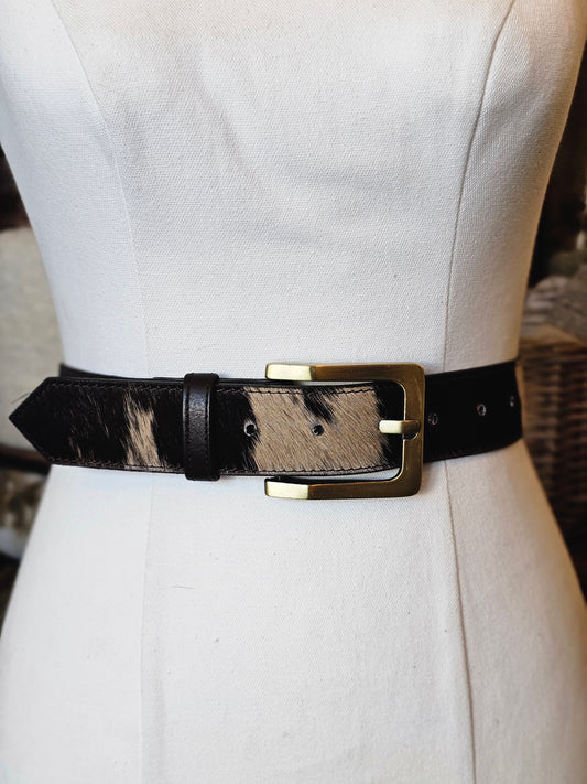 Wide Cowhide Belt / Chocolate