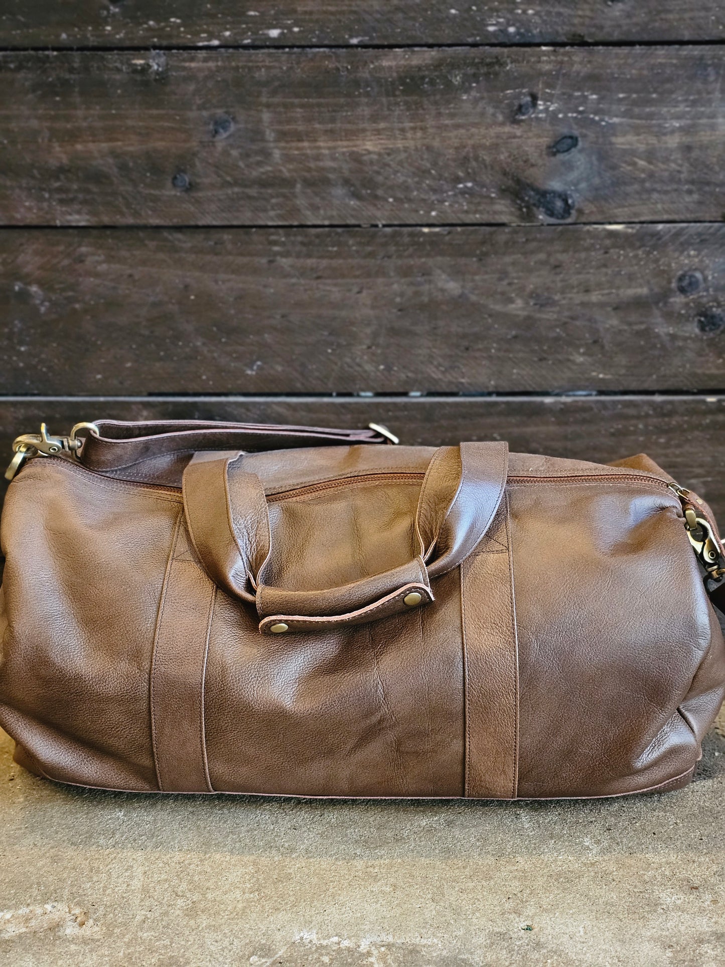 Australia Overnight Leather Travel Bag / Chocolate