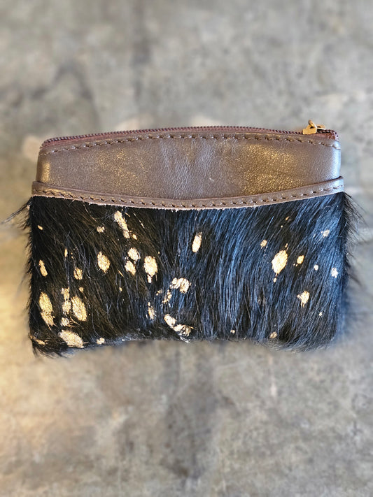 Claire Coin Purse / Gold Fleck / Black Cowhide