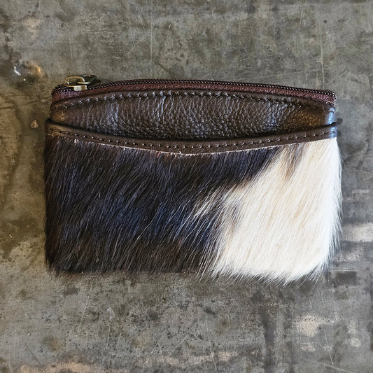 Claire Coin Purse / Brown & White Cowhide