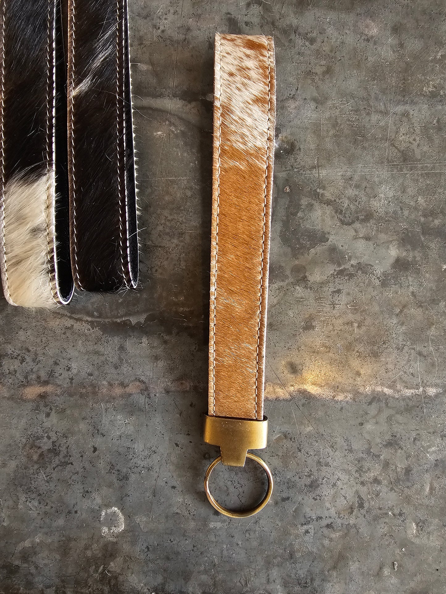 Cowhide Wristlet Key Ring