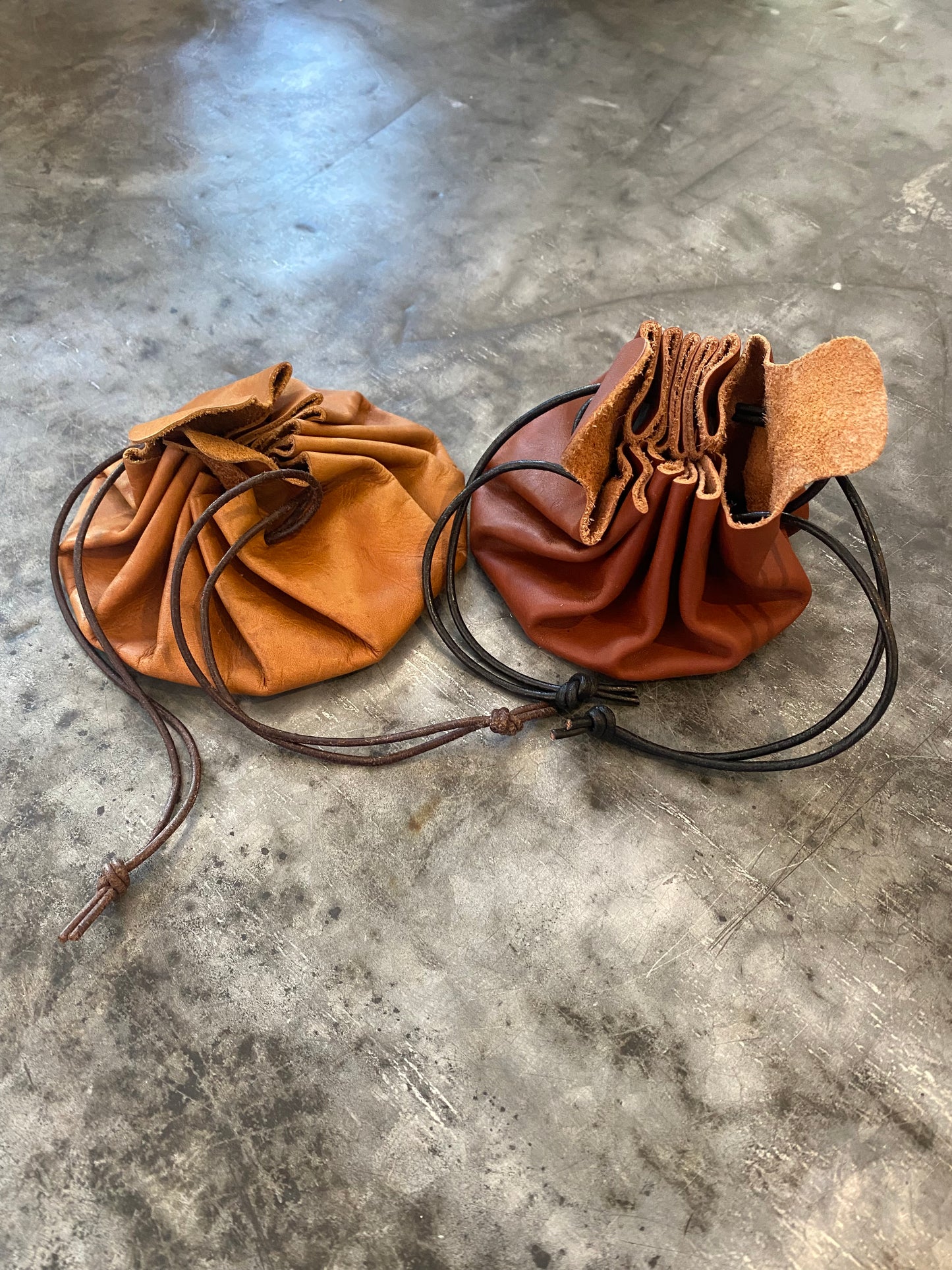 Handmade Drawstring Leather Pouch