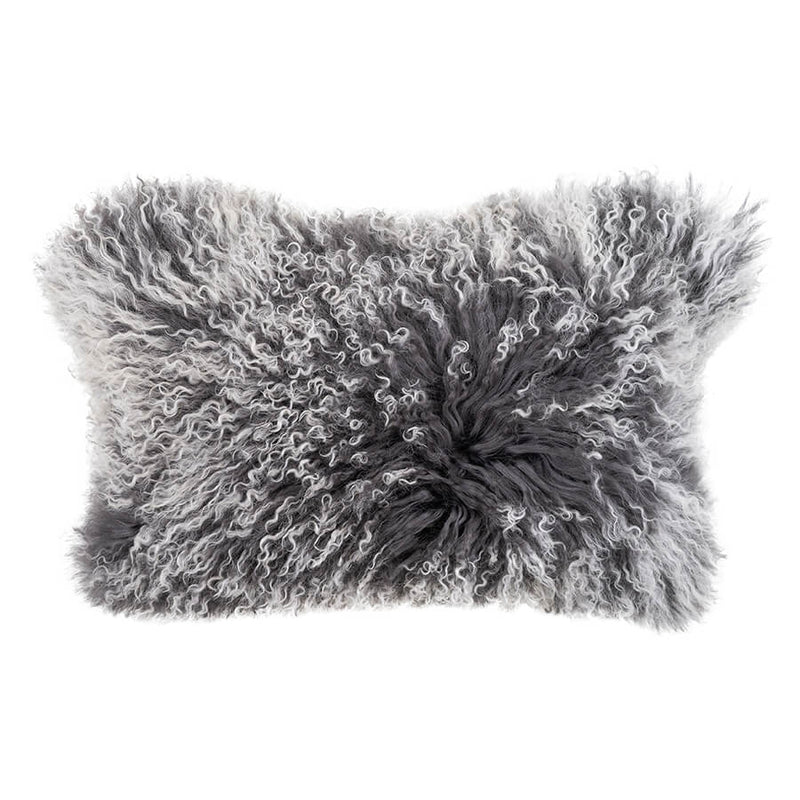 Mongolian Sheepskin Cushion / Charcoal Snow Tip