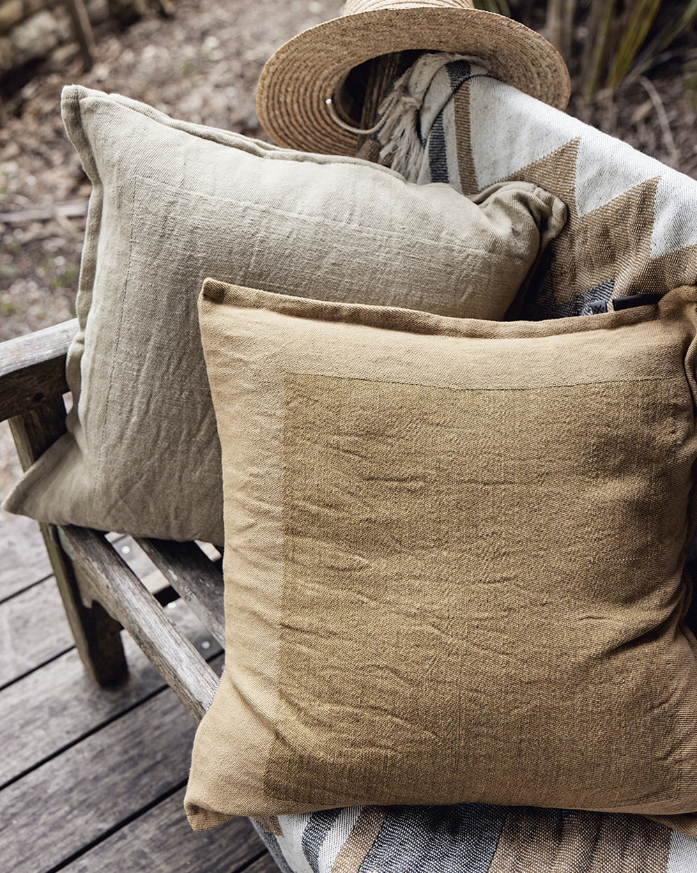 Bare Bones Linen Cushion / Light Safari / Pony Rider