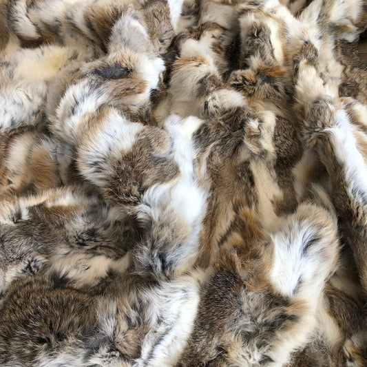 Rabbit Fur Throw / Brown & White