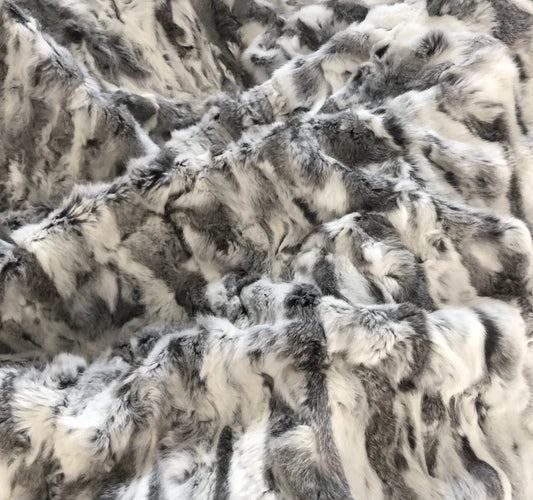 Rabbit Fur Throw / White & Grey