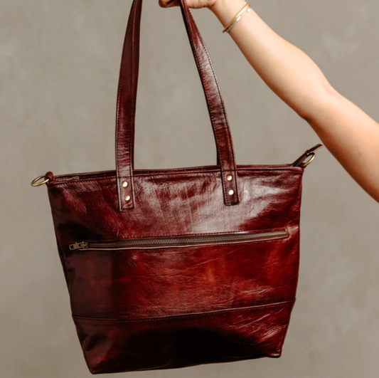 Moga Leather Tote / Dark Brown