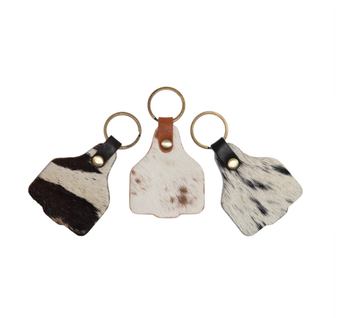 Cattle Tag Cowhide Keyring