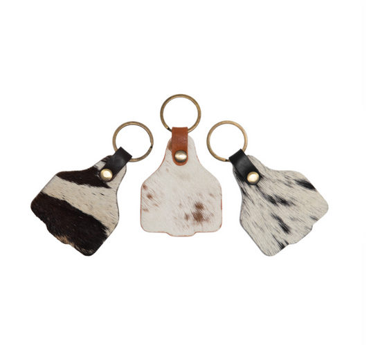 Cattle Tag Cowhide Key Ring