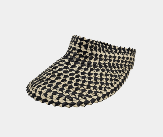 Raffia Visor / Black + Cream