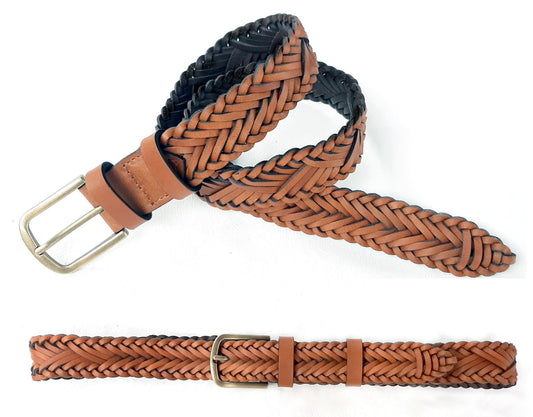 Wide Woven Belt / Tan