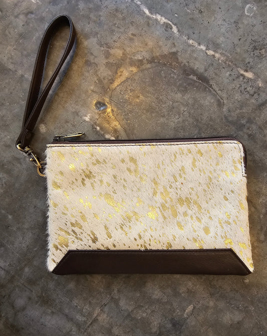 Detroit Clutch / Gold Fleck / White Cowhide